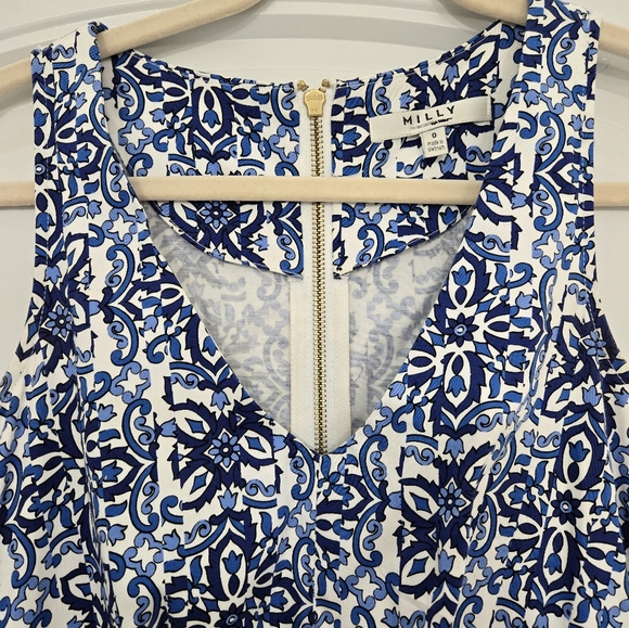 Milly Printed Blue Sleeveless Dress Sz O EUC - Picture 7 of 9